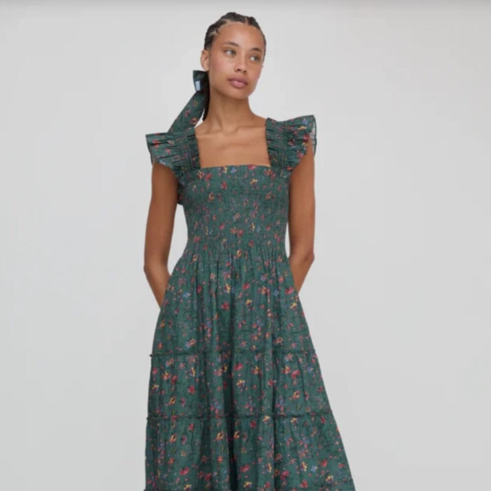 SIZE SMALL HILL HOUSE "Green Floral Chintz Dress" (Sold Out, 2025)